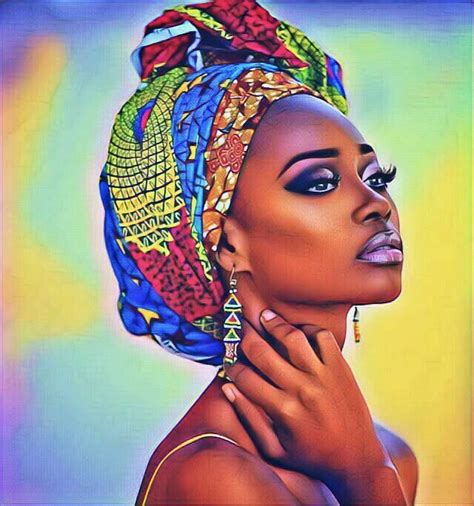 African Women In Turban Painting African Women Art Black Women Art
