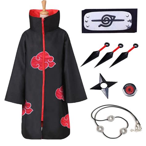 Formemory Naruto Akatsuki Itachi Cloak Anime Cosplay Costume 8pcs