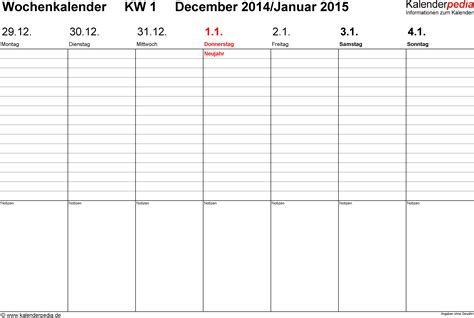 Wochenkalender 2015 Als Pdf Vorlagen Zum Ausdrucken