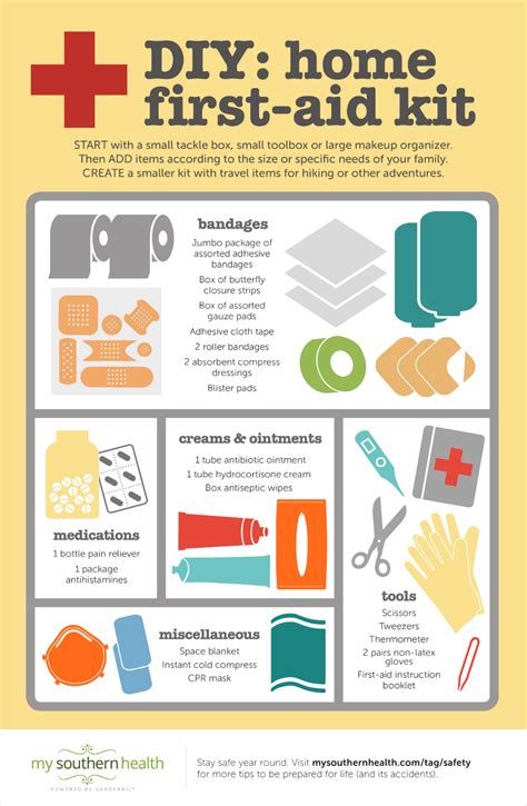 How To Make A First Aid Kit At Home With Infographic First Aid Tips Make Your Own First Aid