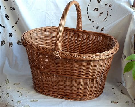 Large Oval Wicker Basket Big Woven Basket Large Picnic Etsy