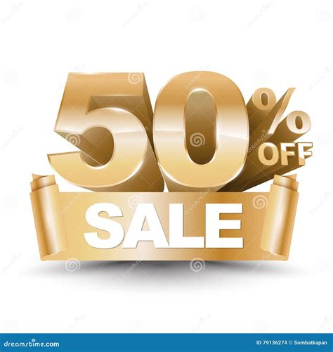 3d Vector Shiny Gold Discount 50 Percent Off Stock Vector Illustration Of Discount Number