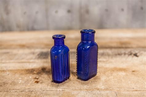 Vintage Cobalt Blue Glass Medicine Bottle Small Glass Apothecary