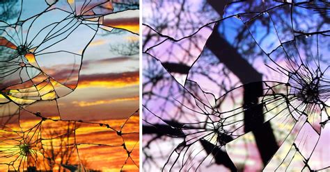 Photographs Of Sunsets As Reflected Through Shattered Mirrors By Bing