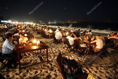 Seafood Restaurants At Beach Of Jimbaran On Bali Stock Editorial