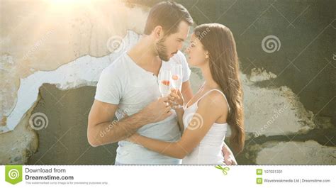 Composite Image Of Young Couple Embracing Each Other Stock Image
