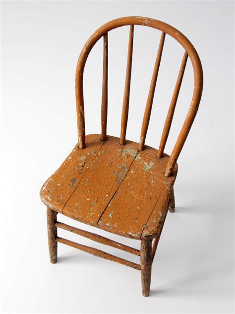 Antique Primitive Spindle Back Chair 86 Vintage