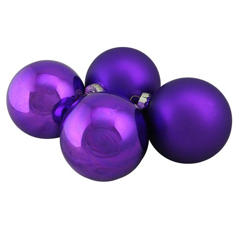 Northlight 4 Piece Shiny And Matte Purple Glass Ball Christmas Ornament