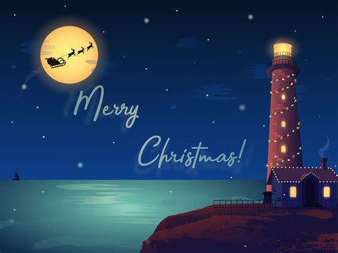 Christmas Lighthouse By Polina Gerasimenko On Dribbble