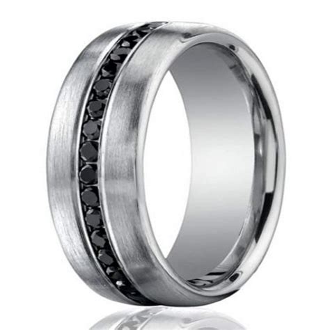 His & hers rings titanium & sterling silver black diamond wedding rings 5&7. Benchmark 950 Platinum Wedding Band for Men, Black ...