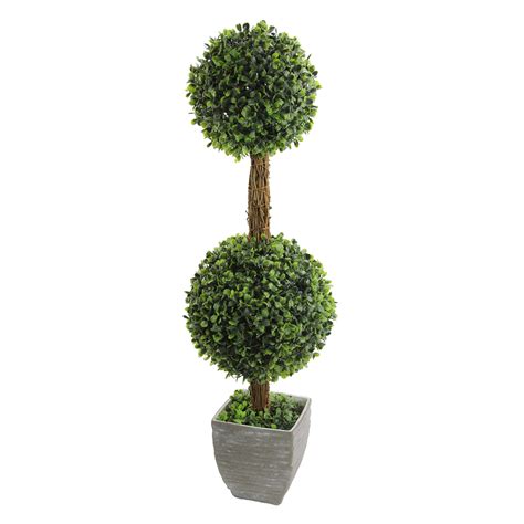Admiredbynature Desktop Double Ball Shaped Boxwood Topiary In Pot