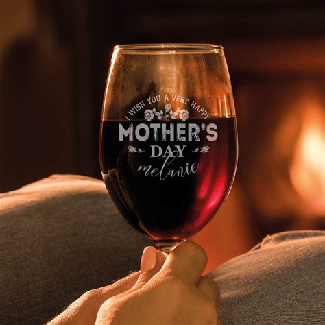 Happy Mother S Day Engraved Text Wine Glass 360ml Rk Personalised