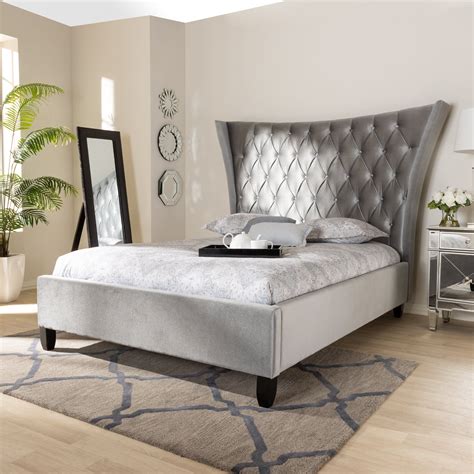 Baxton Studio Viola Glam And Luxe Grey Velvet Fabric Upholstered And