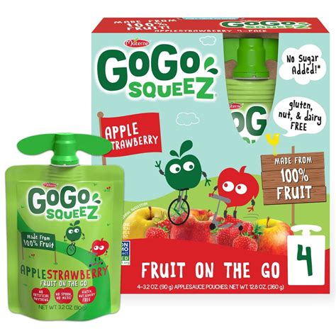 Materne Gogo Squeez Apple Strawberry Applesauce On The Go 32oz Pouch