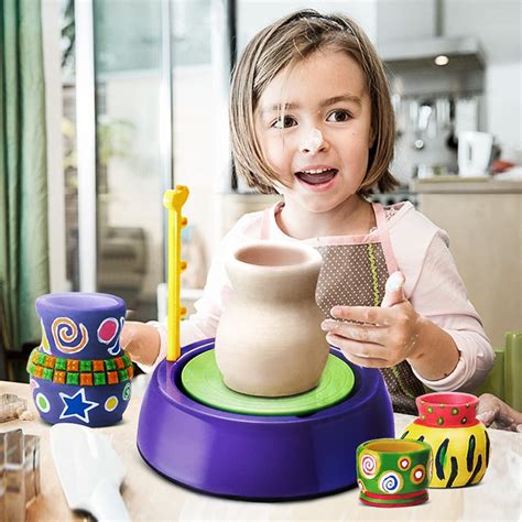 Mini Diy Handmake Ceramic Pottery Machine Kids Craft Electric Toys