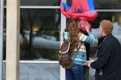 Utah State University Girls Get Upside Down Kisses From Spider Man In