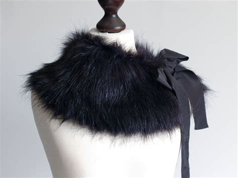 black faux fur collar etsy faux fur collar faux fur black faux fur