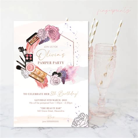 Pamper Party Invitation Girls Pamper Party Glamour Party Etsy Australia