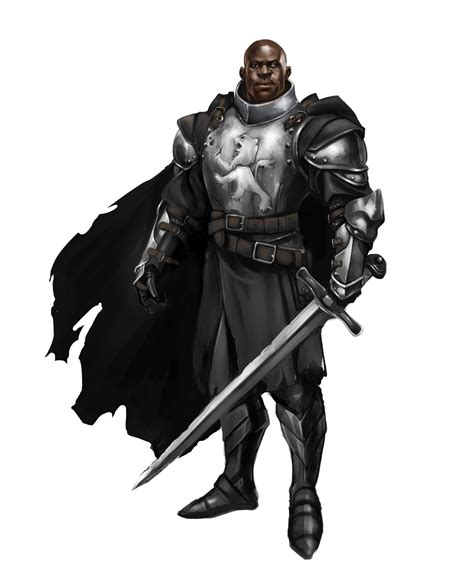Male Human Fighter Paladin Black Knight Pathfinder Pfrpg Dnd Dandd 35