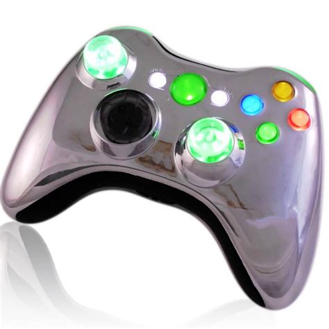Xbox 360 Modded Controller Xcm Chrome Blue With Led Thumbsticks