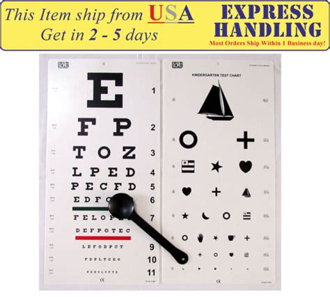 Traditional Snellen And Kindergarten Eye Test Chart With Occluder Set Of