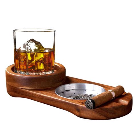 buy cigar ashtray coaster whiskey glass tray and cigar holder wooden ash tray slot to hold