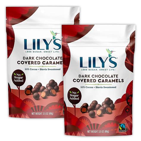 Lilys Chocolate Dark Chocolate Covered Caramels 2 Packs Of Stevia Chocolate Candy