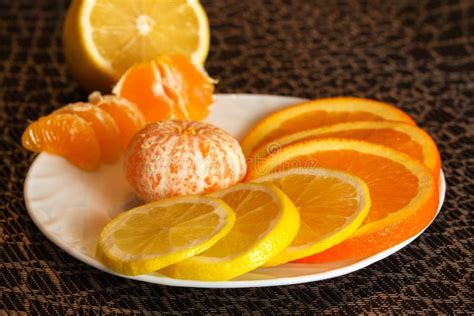 Oranges Mandarin And Lemon Stock Image Image Of Citrus Meal 37685049