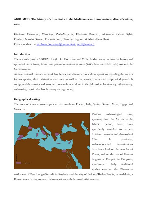 Pdf Agrumed The History Of Citrus Fruits In The Mediterranean