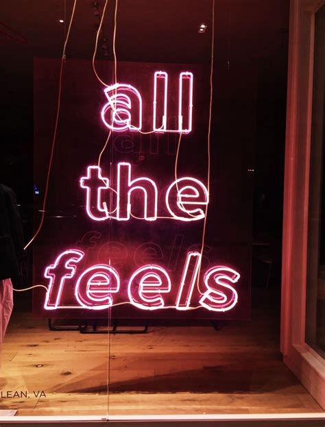 all the feels neon sign quote feelings sad mood pink red glow relatable in my feelings vintage