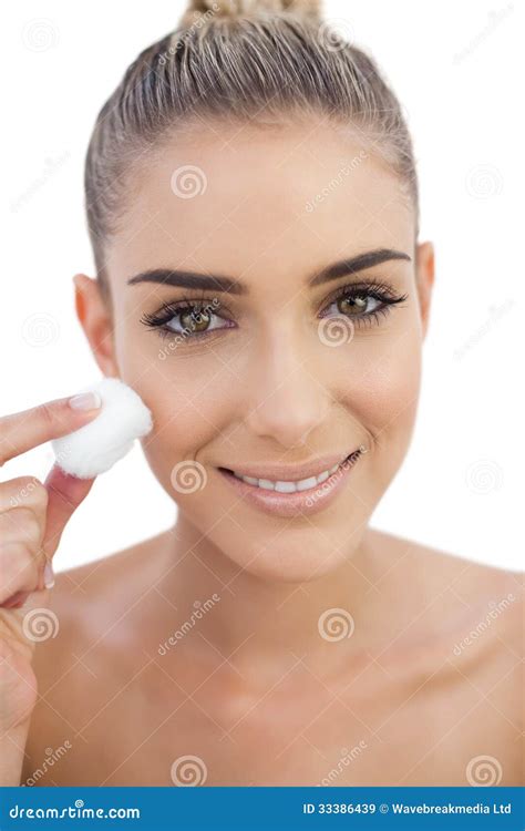 Smiling Woman Rubbing Her Face Stock Image Image Of Lips Ball