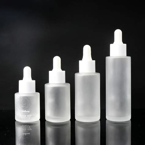 Skincare Packaging Cosmetic Frosted Flat Shoulder Essential Oil Frosted Cosmetic Glass Dropper