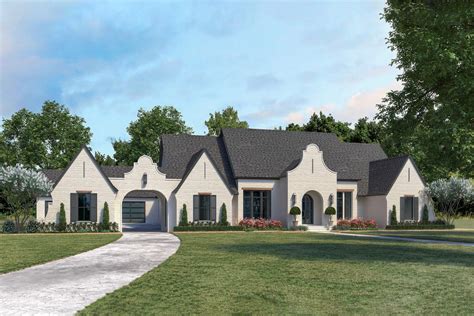 Gorgeous One Level Ranch Home Plan With Porte Cochere And Workshop