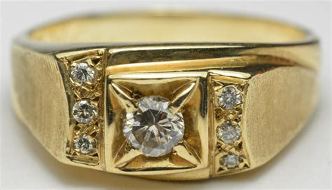 Vintage Estate Men S K Yellow Gold Diamond Ring Cts Size Ebay