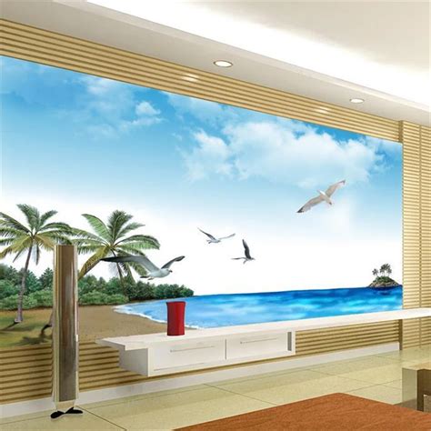 Beibehang 3d Stereoscopic Sea Views Murals Europe Tv Backdrop Wallpaper