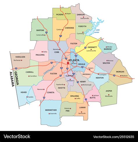 Administrative And Road Map Atlanta Georgia Vector Image