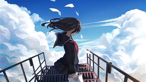 2560x1440 Anime Girl Sky 1440p Resolution Sky Illustration Anime Hd