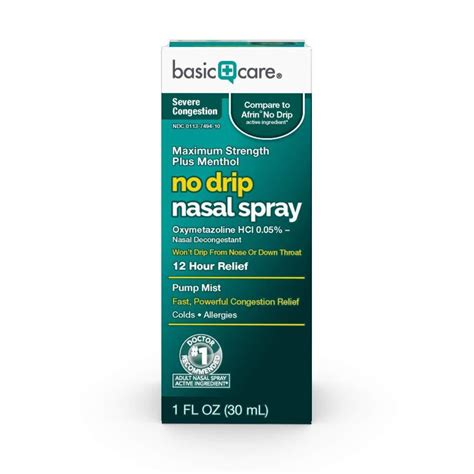 Basic Care Severe Congestion Nasal Spray Oxymetazoline Hcl Provides 12 Hour Nasal Congestion