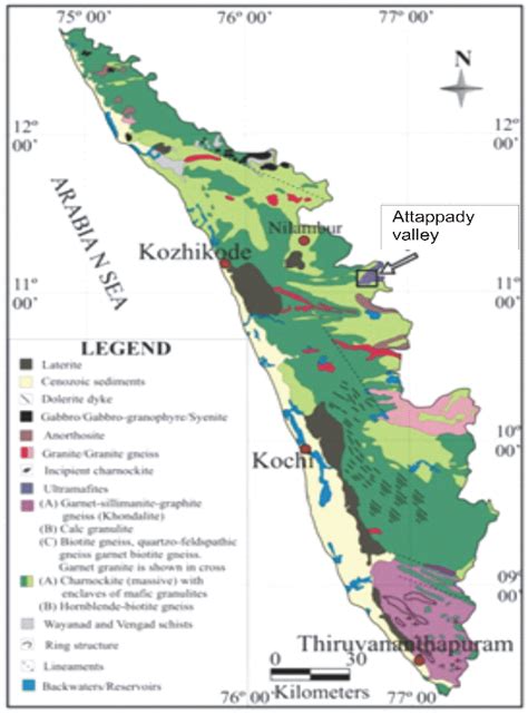 Generalised Geological Map Of Kerala Source Geological Survey Of