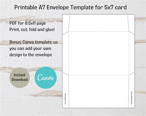Printable A7 Envelope Template For 5x7 Card Canva A7 Envelope Etsy