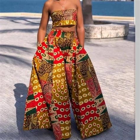 African Two Piece Clothingafrican Pallazo Pants And Crop Topafrican