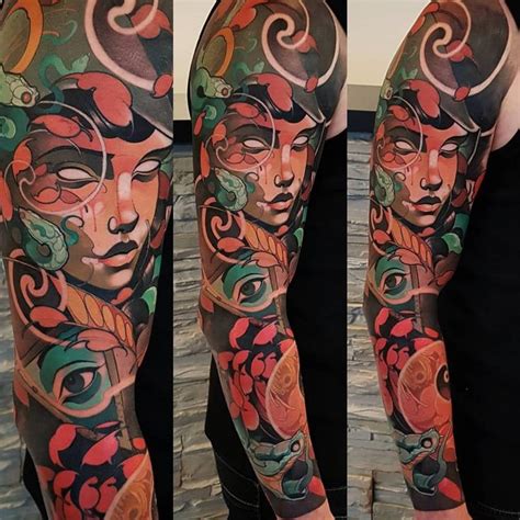a while ago i finished this awesome neo traditional colour sleeve took about 6 sessions to