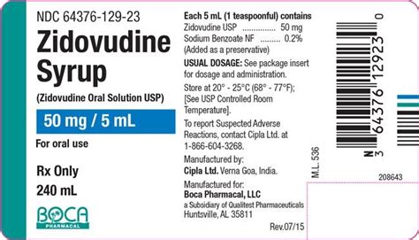 Zidovudine Syrup Fda Prescribing Information Side Effects And Uses