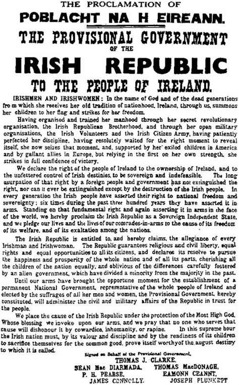 Proclamation Of 1916 Ireland 1916 Dublin Ireland Tipperary Ireland