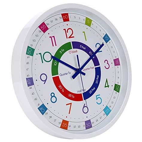 Jofomp Telling Time Teaching Clock 12 Inch Educational Wall Clock For