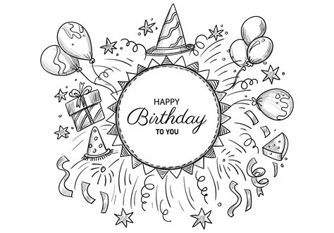 Beautiful Happy Birthday Sketch Celebration Design 1270415 Vector Art