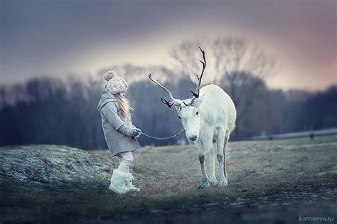 Adorable Kids With Animals Photography In Snow By Elena