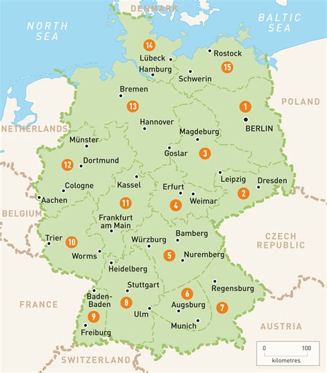 خريطة المانيا بالعربي واسماء المدن لاينز
