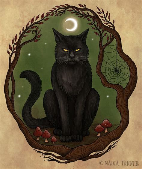 The Witchs Familiar Cat By Nadia Turner Black Cat Art Cat Art