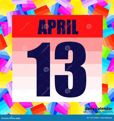 April 13 Icon For Planning Important Day April 13th Illustration